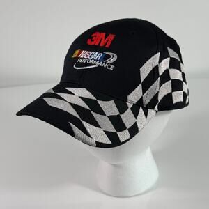 3M NASCAR Performance Hat Black Checkered Flag Strapback Cap